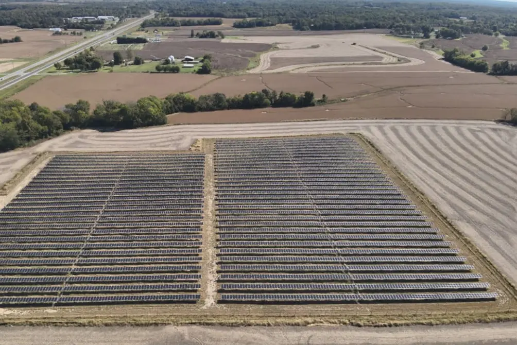 Solar panels in a field