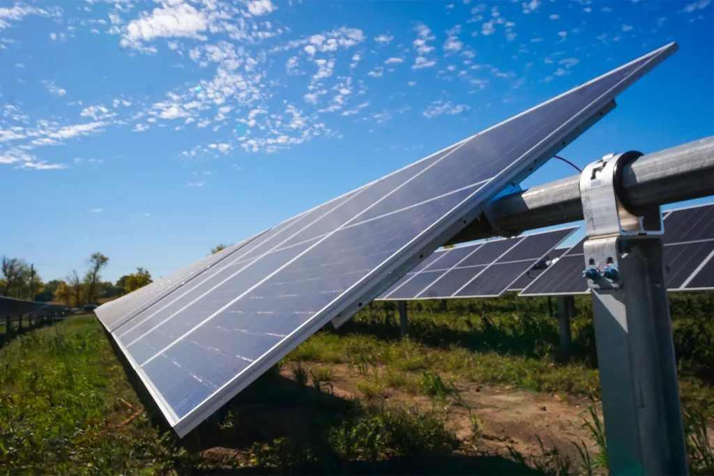 Solar panels in a field