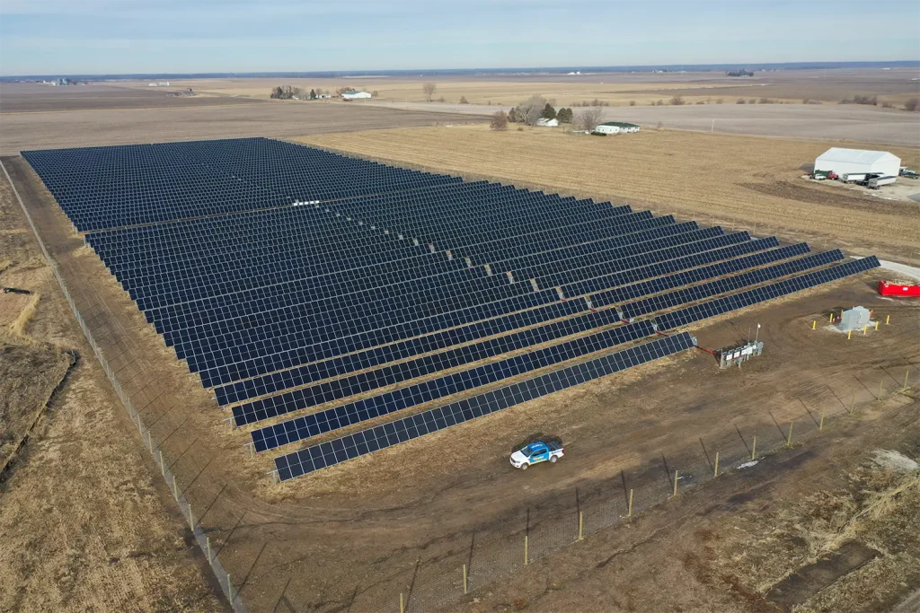 Solar panels in a field