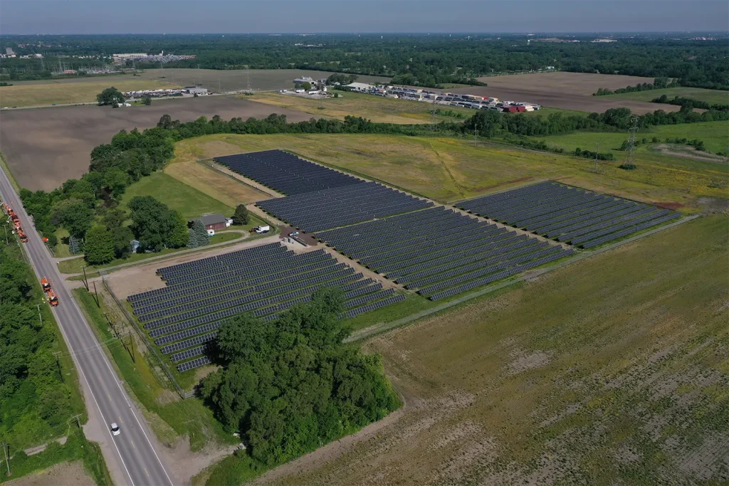 Solar panels in a field