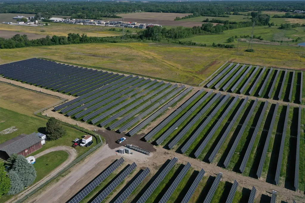 Solar panels in a field