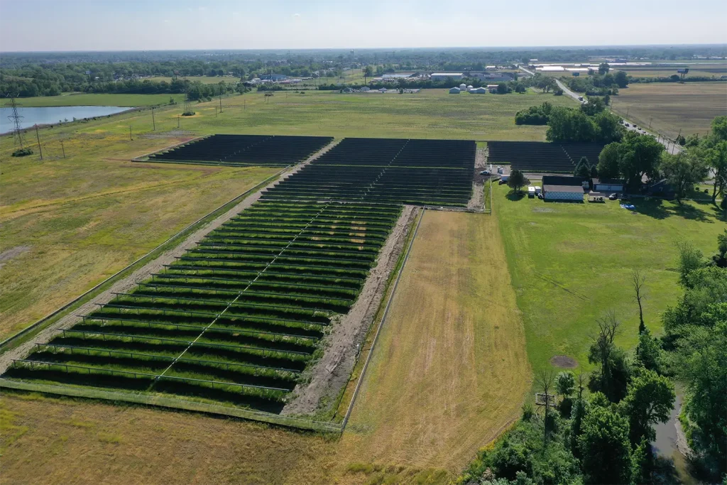 Solar panels in a field