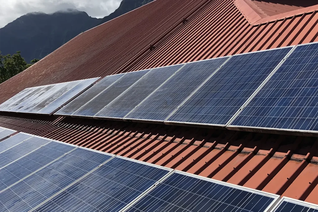 Solar panels on a roof in Hawaii