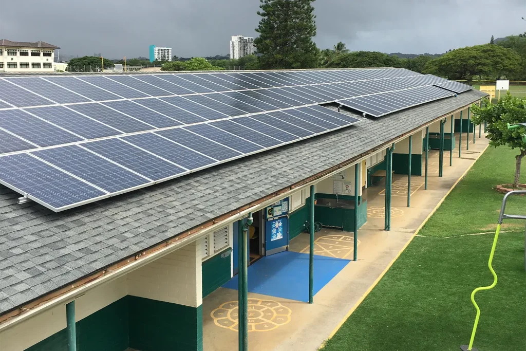 Solar panels on a roof in Hawaii