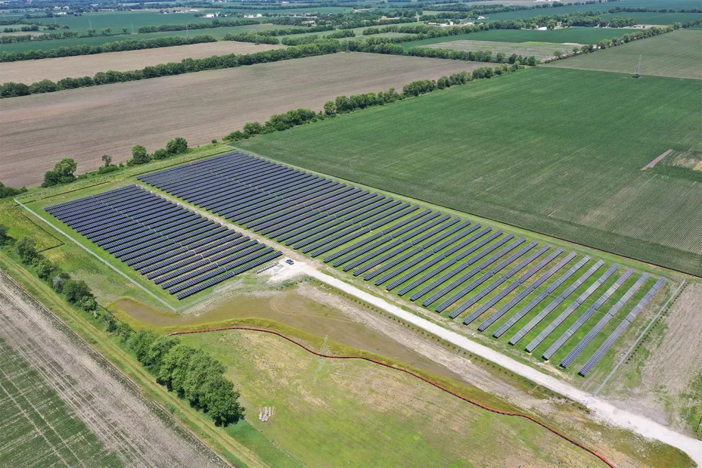 Solar panels in a field