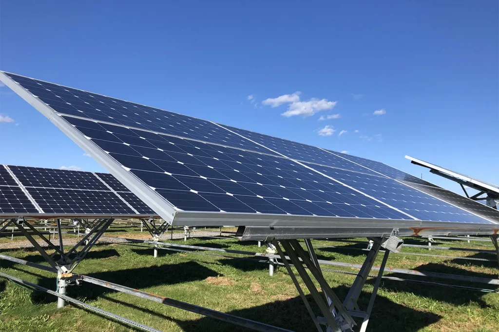 Solar panels in a field