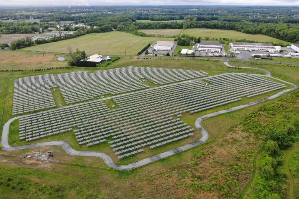 Solar panels in a field